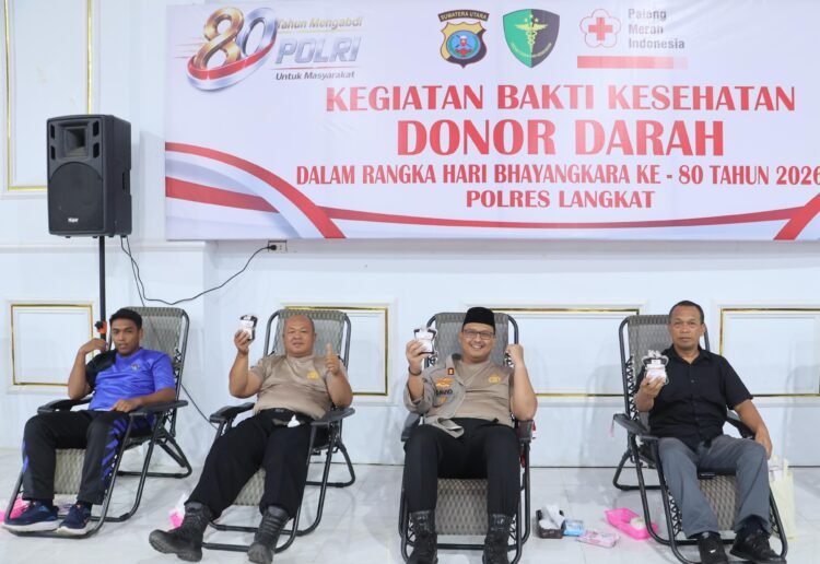 Kapolres Langkat Pimpin Donor Darah Hari Bhayangkara ke-80