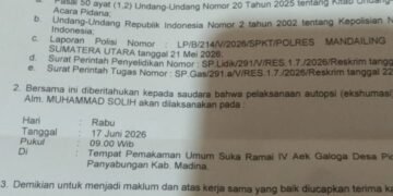 Autopsi, Polres Madina Bongkar Makam Terduga Korban Pembunuhan Sadis di Lokasi Tambang Km 2 Hutabargot