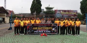 Semarak Hari Bhayangkara ke-80, Polres Karo Gelar Turnamen Voli Antar Personel