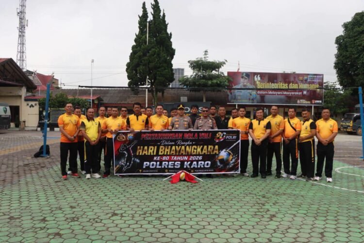 Semarak Hari Bhayangkara ke-80, Polres Karo Gelar Turnamen Voli Antar Personel