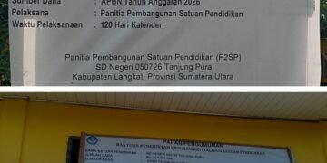 Proyek Revitalisasi SD Negeri 050726 Tanjung Pura, Diduga Kepala Sekolah Kerja Sama dengan Rekanan