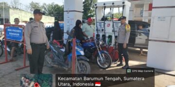 Jajaran Polres Padang Lawas, Melakukan Pengamanan SPBU Armadar 50 Binanga, Antisipasi Penyalahgunaan BBM