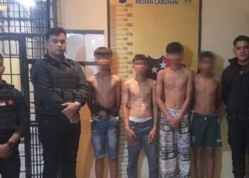 Respon Call Center 110, Polres Pelabuhan Belawan Amankan Empat Remaja Pelaku Tawuran