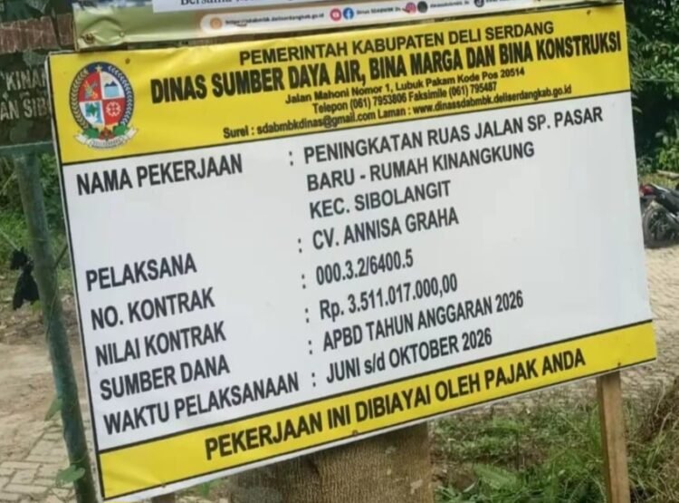 Proyek SDABMBK DS di Sibolangit Senilai Rp 3 Milyar Lebih, Disorot