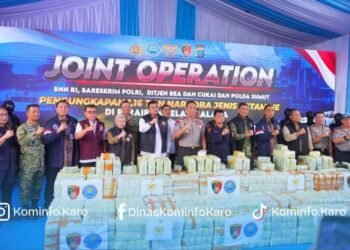 Bupati Karo Hadiri Konferensi Pers Pengungkapan Penyelundupan 1,16 Ton Ketamin di Selat Malaka