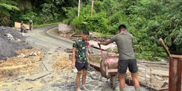 Kodim 0205/TK Bangun Jembatan Beton di Karo, Progres Capai 60 Persen